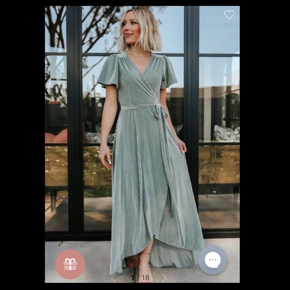 Baltic Born Green Ribbed Velvet dress